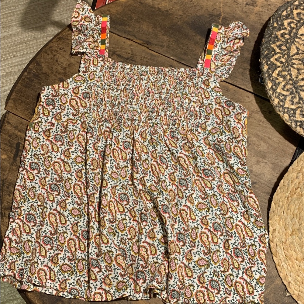 THML Multicolor Paisley Smocked Tank with Ruffle Straps - Picture 4 of 8